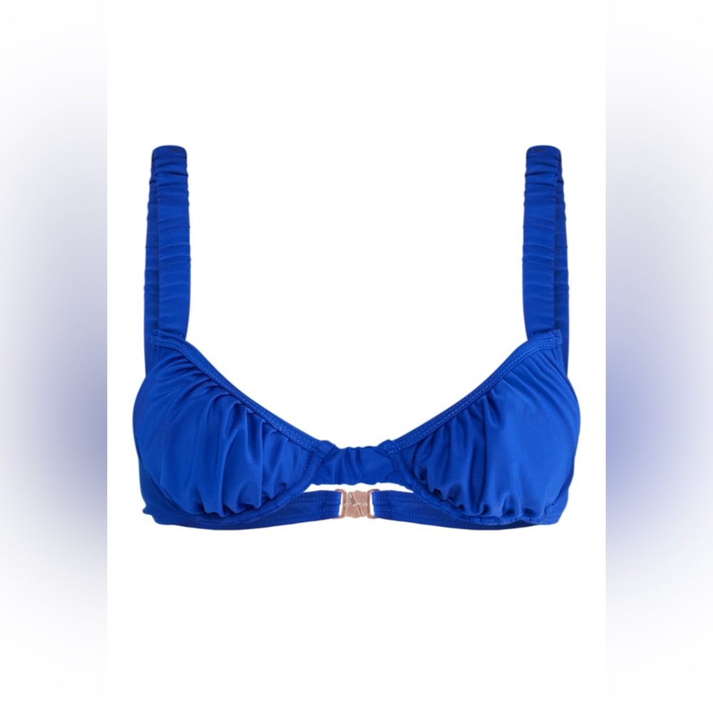 Cobalt Blue Ruched underwired bikini top and tanga bikini bottoms PLT